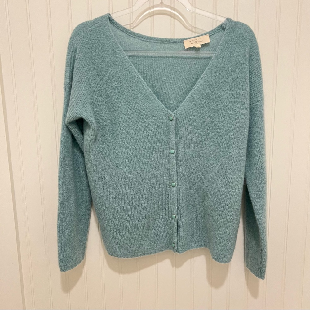 Sezane Teal Cardigan Sweater